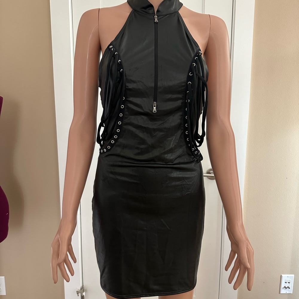 Patrice Catanzaro Elea Dress size XL, Black Wetlook